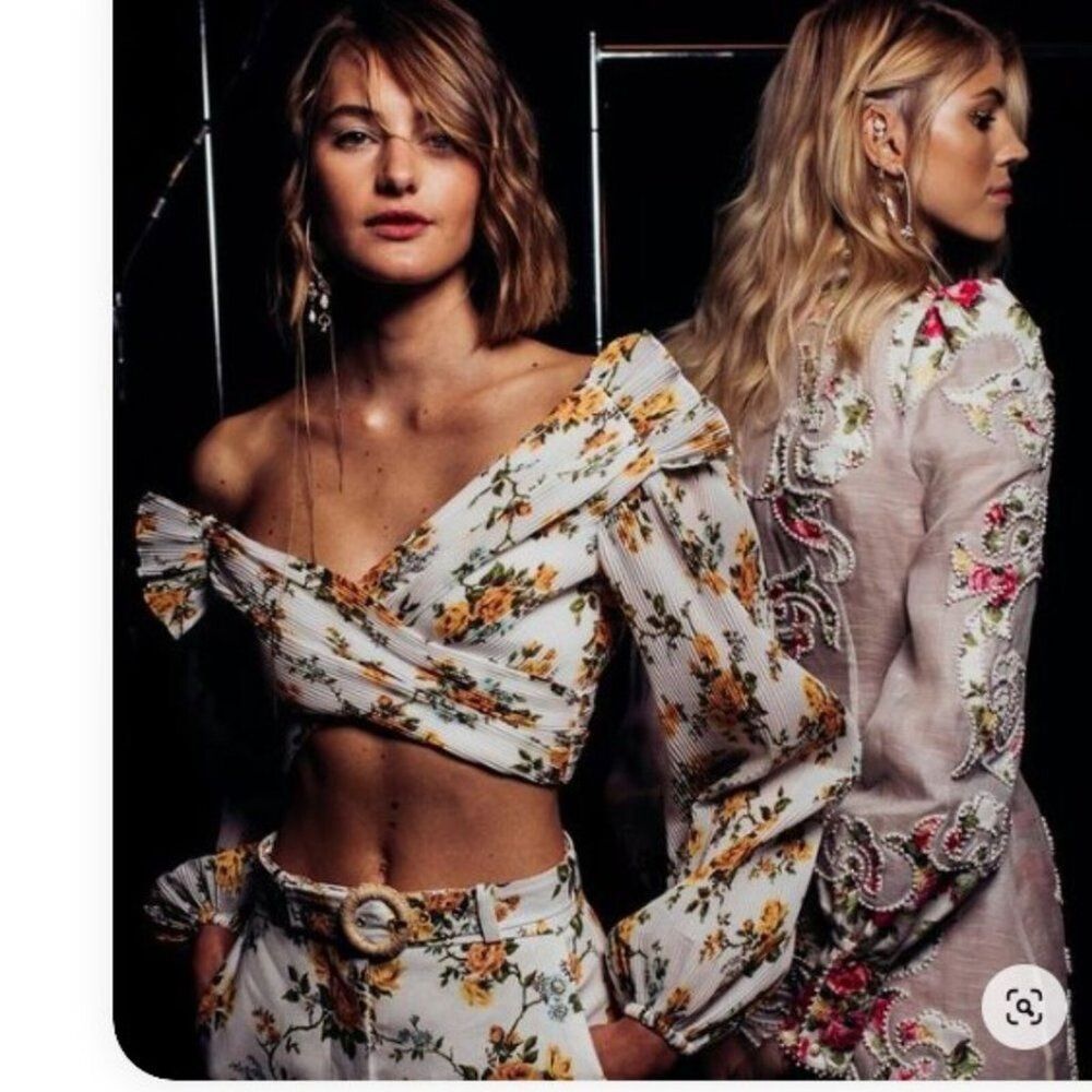 NWT. ZIMMERMANN Floral Print One-Shoulder Top ZIM 0/ US 4 white yellow - Picture 5 of 15